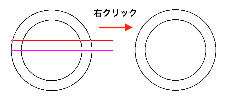 前回の複線と連結の画像　線と円